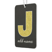 Monogram Letter J - Black and Fake Sparkle Glitzer Autolufterfrischer (Links)