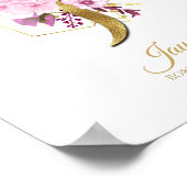 Monogram Letter J Gold Foil & Pink Floral Kinderzi Poster (Ecke)