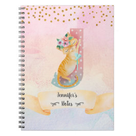 Monogram Letter J Kitten Girl Daily Diary Notizblock