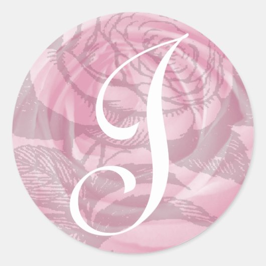 Monogram Letter J Rosa Sticker (Vorderseite)