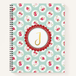 Monogram LETTER J Türkise Red Country Floral Notizblock