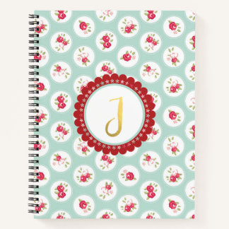 Monogram LETTER J Türkise Red Country Floral Notizblock