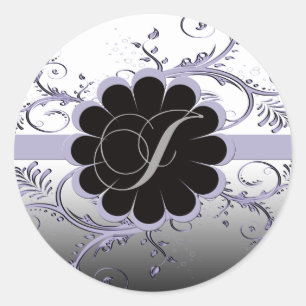Monogram Letter J Violet Runder Aufkleber