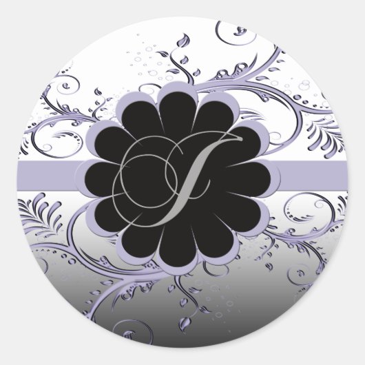 Monogram Letter J Violet Runder Aufkleber (Vorderseite)