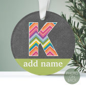 Monogram Letter K - Chalkboard and Bright Chevrons Ornament