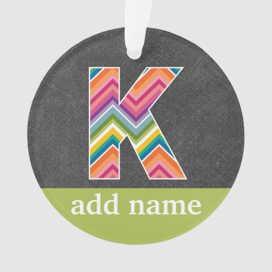 Monogram Letter K - Chalkboard and Bright Chevrons Ornament (Vorderseite)