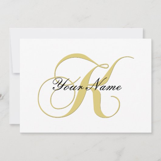 Monogram Letter K Golden Single individuell anpass Einladung (Vorderseite)