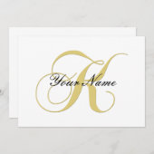 Monogram Letter K Golden Single individuell anpass Einladung (Vorne/Hinten)