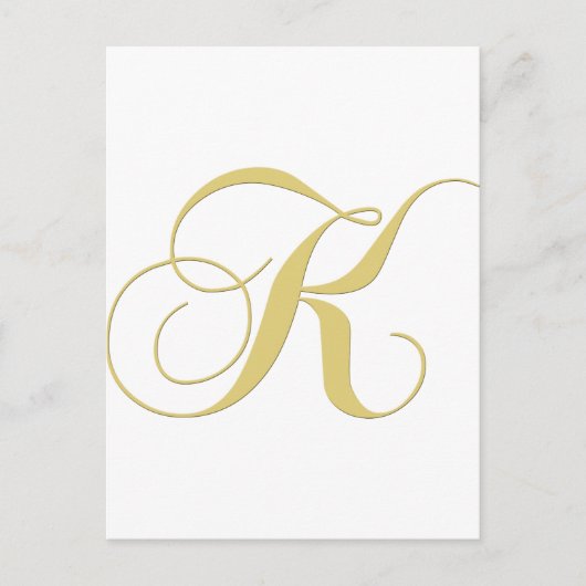 Monogram Letter K Golden Single Postkarte (Vorderseite)