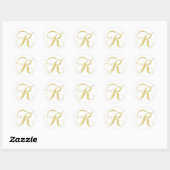 Monogram Letter K Golden Single Runder Aufkleber (Blatt)