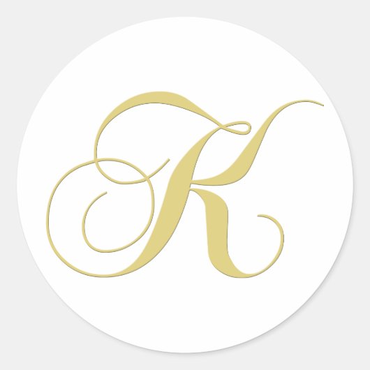 Monogram Letter K Golden Single Runder Aufkleber (Vorderseite)