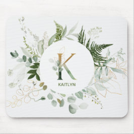 Monogram Letter K Greenerath Wreath Mouse Pad Mousepad