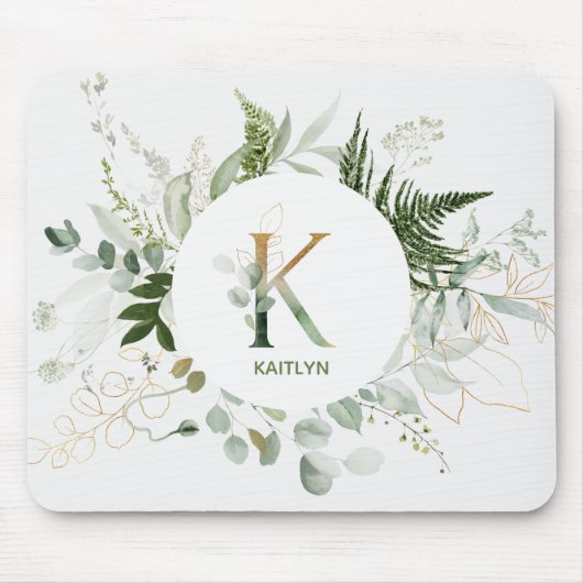 Monogram Letter K Greenerath Wreath Mouse Pad Mousepad (Vorne)