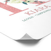 Monogram Letter K Pink Watercolor Floral Kinderzim Poster (Ecke)