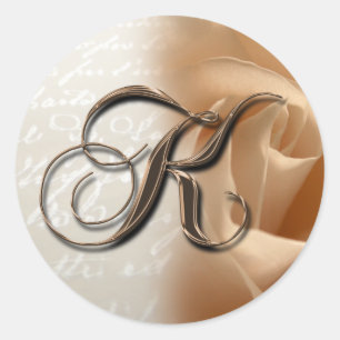 Monogram Letter K Wedding Envelope Sticker