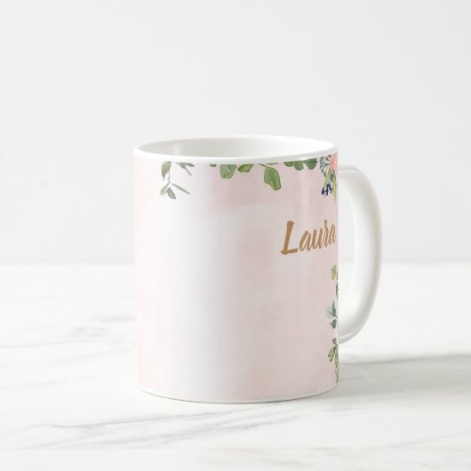 Monogram Letter L Aquarell Floral Coffee Tasse (VorderseiteRechts)