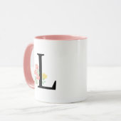 Monogram Letter L Aquarellfarben-Rose Floral Spray Tasse (Vorderseite Links)