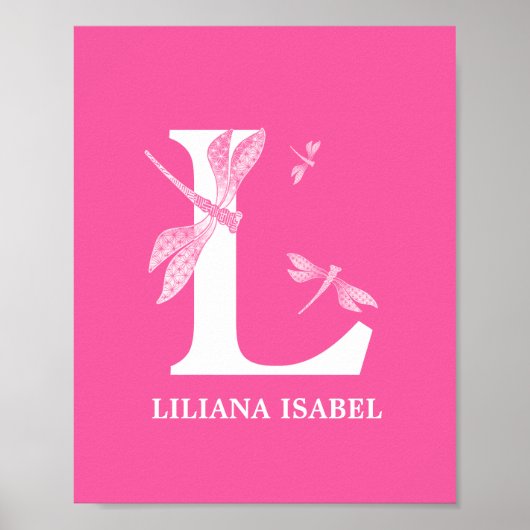 Monogram-Letter L Dragonfly Girl Room mit benutzer Poster (Vorne)
