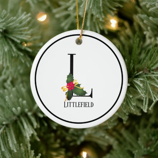 Monogram Letter L Personalisiert Weihnachten Keramik Ornament (Baum)