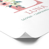 Monogram Letter L Pink Watercolor Kinderzimmer Poster (Ecke)