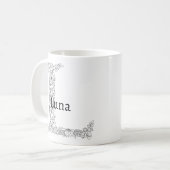 Monogram Letter L Schwarz-weiß Botanic Floral Kaffeetasse (Vorderseite Links)
