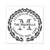 Monogram Letter Laurel Wreath Circle Address Brief Permastempel (Design)