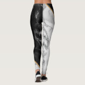Monogram Letter Leggings Schwarz-weiß Marmor (Rückseite)