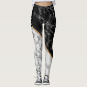 Monogram Letter Leggings Schwarz-weiß Marmor (Vorderseite)