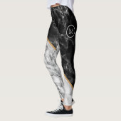 Monogram Letter Leggings Schwarz-weiß Marmor (Links)