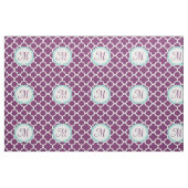 Monogram Letter Lila Aquamarin Laurel Quatrefoil Stoff (Yard (91,4 cm))