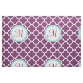 Monogram Letter Lila Aquamarin Laurel Quatrefoil Stoff (Fat Quarter (45,7 x 55,9 cm))