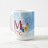 Monogram Letter M Angel Snowman Weihnachten Kaffeetasse (Vorderseite Links)