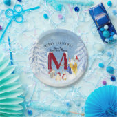 Monogram Letter M Angel Snowman Weihnachten Pappteller (Party)