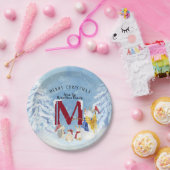 Monogram Letter M Angel Snowman Weihnachten Pappteller (Party)