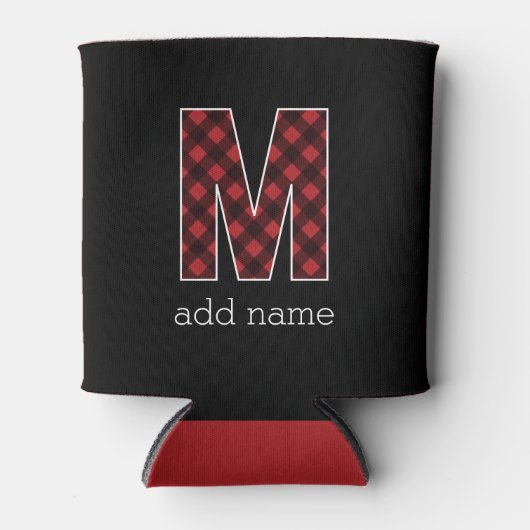 Monogram Letter M - Black and Red Buffalo Kariert Dosenkühler (Vorderseite)