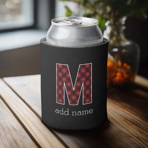 Monogram Letter M - Black and Red Buffalo Kariert Dosenkühler