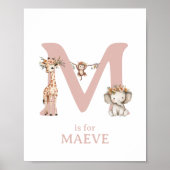 Monogram Letter M Boho Jungle Animal Kinderzimmer  Poster (Vorne)