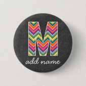 Monogram Letter M - Chalkboard and Bright Chevrons Button (Vorderseite)