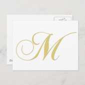 Monogram Letter M Golden Single Postkarte (Vorne/Hinten)