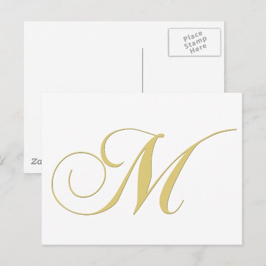 Monogram Letter M Golden Single Postkarte (Vorne/Hinten)
