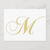 Monogram Letter M Golden Single Postkarte (Vorderseite)