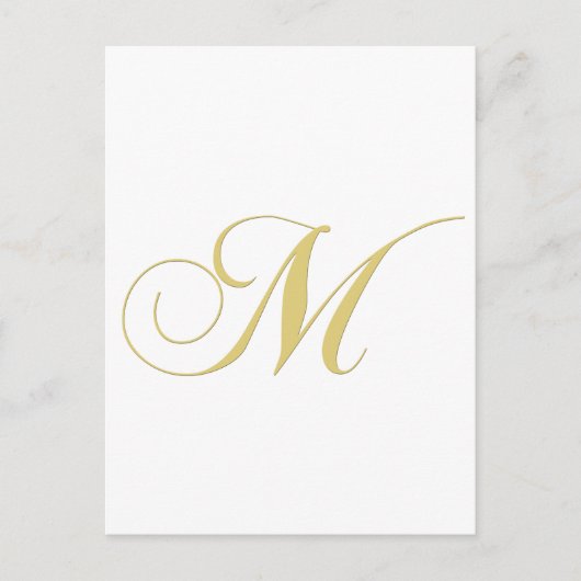 Monogram Letter M Golden Single Postkarte (Vorderseite)