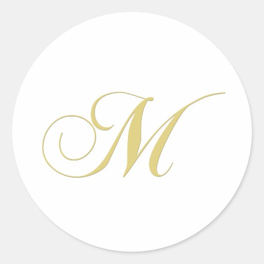Monogram Letter M Golden Single Runder Aufkleber (Vorderseite)