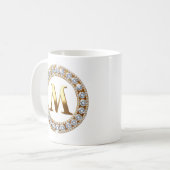 Monogram Letter M on Rose Gold Glitter Background Kaffeetasse (Vorderseite Links)
