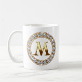 Monogram Letter M on Rose Gold Glitter Background Kaffeetasse (Links)
