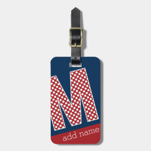 Monogram Letter M - Red and White Polka Dots Gepäckanhänger