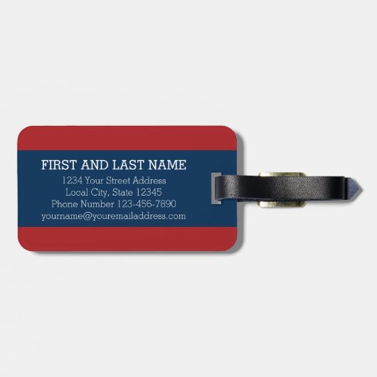 Monogram Letter M - Red and White Polka Dots Gepäckanhänger (Rückseite horizontal)