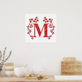 Monogram Letter M - Rote Blätter Poster (Küche)