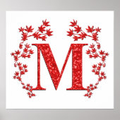 Monogram Letter M - Rote Blätter Poster (Vorne)