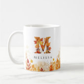 Monogram Letter M Rustikale Herbstlaub Kaffeetasse (Links)